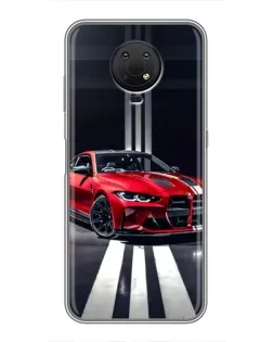 Чехол для Nokia G10 с картинкой «Красная BMW на дороге»