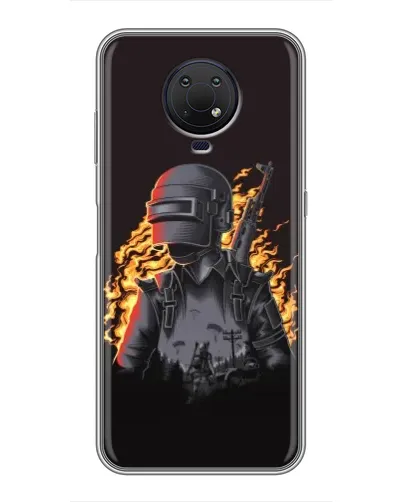 Чохол для Nokia G10 з картинкою «PUBG — вогняний силует»