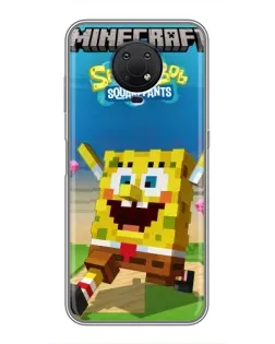 Чохол для Nokia G10 з картинкою «Губка Боб Minecraft»