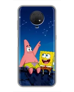 Чехол для Nokia G10 с картинкой «Губка Боб и Патрик ночью» Чехол для Nokia G10 с картинкой «Губка Боб и Патрик ночью»