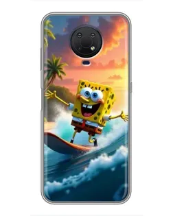 Чехол для Nokia G10 с картинкой «Губка Боб серфингист» Чехол для Nokia G10 с картинкой «Губка Боб серфингист»