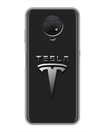 Чехол для Nokia G10 с картинкой «Стальной логотип Tesla»