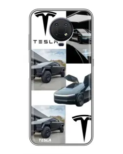 Чехол для Nokia G10 с картинкой «Коллаж Cybertruck Tesla»