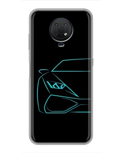 Чехол для Nokia G10 с картинкой «Голубой силуэт Lamborghini»