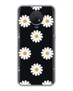 Чохол для Nokia G10 з картинкою «Ромашки на чорному»