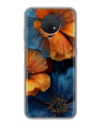 Чохол для Nokia G10 з картинкою «Яскрава синьо-помаранчева флора» Чохол для Nokia G10 з картинкою «Яскрава синьо-помаранчева флора»