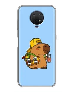 Чехол для Nokia G10 с картинкой «Капибара на скейте»