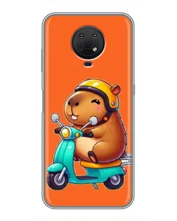 Чехол для Nokia G10 с картинкой «Капибара на скутере»