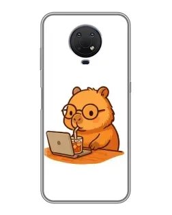 Чехол для Nokia G10 с картинкой «Капибара с ноутбуком»