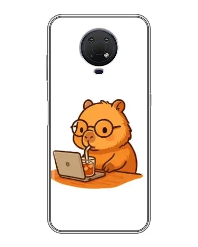 Чехол для Nokia G10 с картинкой «Капибара с ноутбуком»