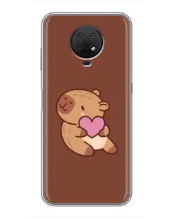 Чехол для Nokia G10 с картинкой «Капибара с сердцем»