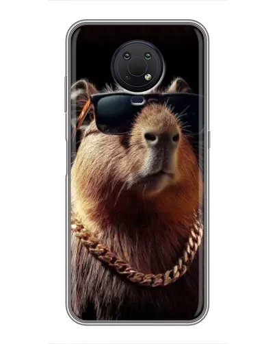 Чехол для Nokia G10 с картинкой «Капибара золотая цепь»