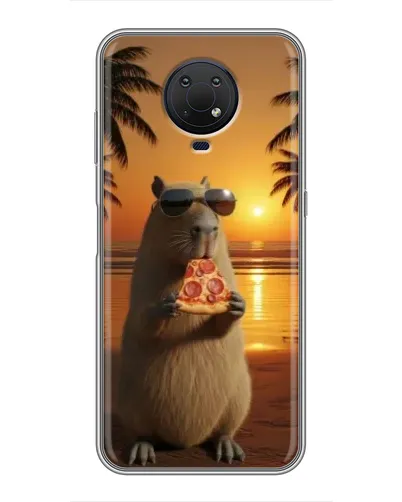 Чехол для Nokia G10 с картинкой «Капибара с пиццей»