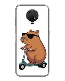 Чехол для Nokia G10 с картинкой «Капибара на самокате»