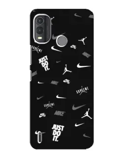 Чехол для Nokia G11 Plus с картинкой «Nike Black Pattern»