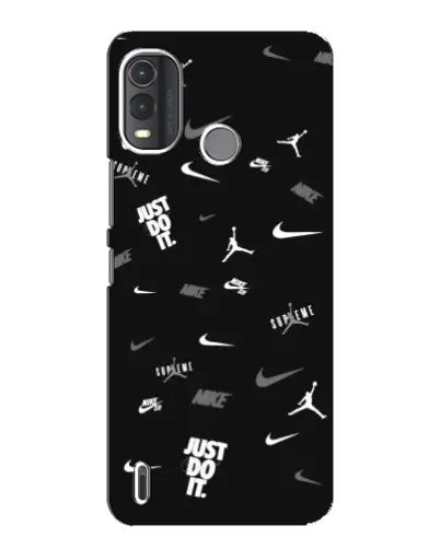 Чехол для Nokia G11 Plus с картинкой «Nike Black Pattern»