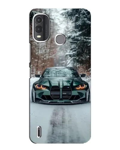Чехол для Nokia G11 Plus с картинкой «BMW в зимнем лесу»