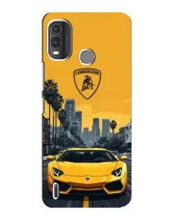 Чохол для Nokia G11 Plus з картинкою «Жовтий Lamborghini місто»