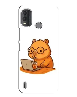 Чехол для Nokia G11 Plus с картинкой «Капибара с ноутбуком»