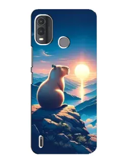Чехол для Nokia G11 Plus с картинкой «Закат солнца с капибарой»