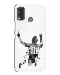 Чехол для Nokia G11 Plus с картинкой «Черно-белый силуэт Месси»