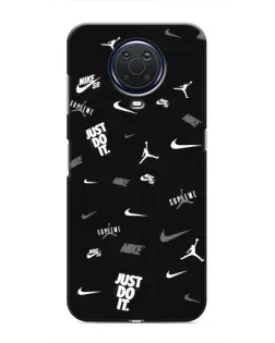Чехол для Nokia G20 с картинкой «Nike Black Pattern» Чехол для Nokia G20 с картинкой «Nike Black Pattern»