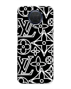 Чехол для Nokia G20 с картинкой «Черно-белый узор LV»