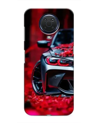 Чехол для Nokia G20 с картинкой «Спортивная BMW и цветы»