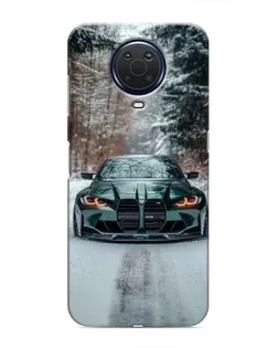 Чехол для Nokia G20 с картинкой «BMW в зимнем лесу»