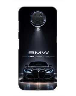 Чехол для Nokia G20 с картинкой «BMW сквозь ночной город»