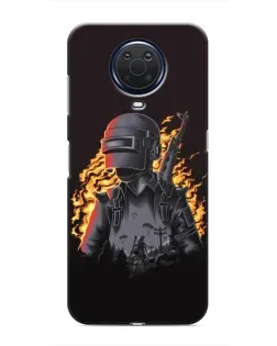 Чехол для Nokia G20 с картинкой «PUBG — огненный силуэт»