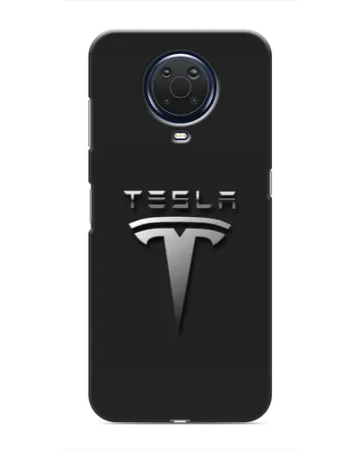 Чехол для Nokia G20 с картинкой «Стальной логотип Tesla»