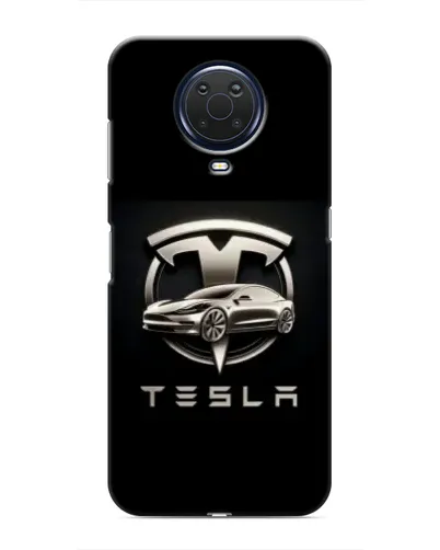 Чехол для Nokia G20 с картинкой «Tesla — серебристое авто»