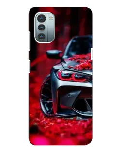 Чохол для Nokia G21 з картинкою «Спортивна BMW та квіти»