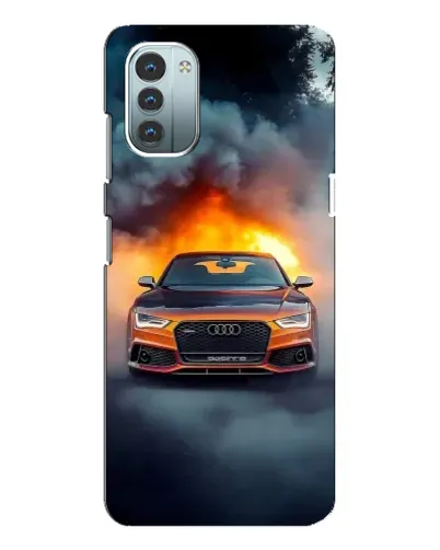 Чехол для Nokia G21 с картинкой «Audi в огненном дыму»