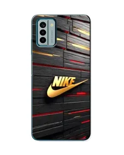 Чехол для Nokia G22 с картинкой «Золотой Nike на металле»