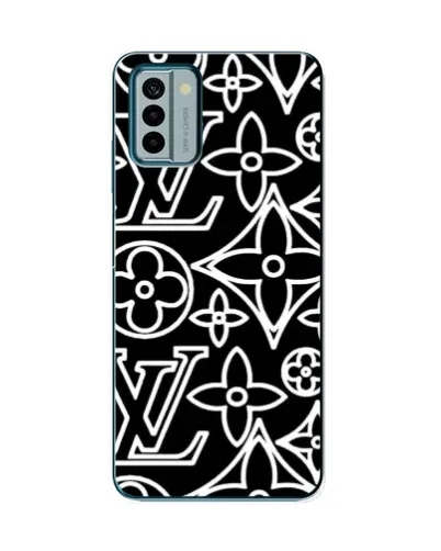 Чехол для Nokia G22 с картинкой «Черно-белый узор LV»