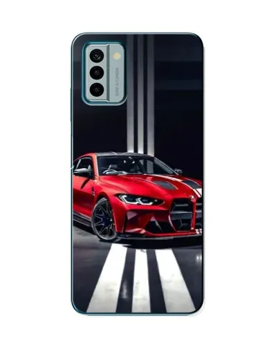 Чехол для Nokia G22 с картинкой «Красная BMW на дороге»