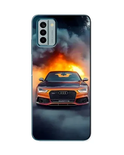 Чехол для Nokia G22 с картинкой «Audi в огненном дыму»