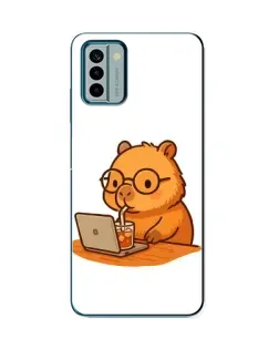 Чехол для Nokia G22 с картинкой «Капибара с ноутбуком»