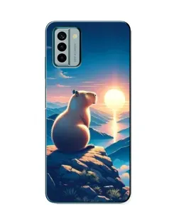 Чехол для Nokia G22 с картинкой «Закат солнца с капибарой»