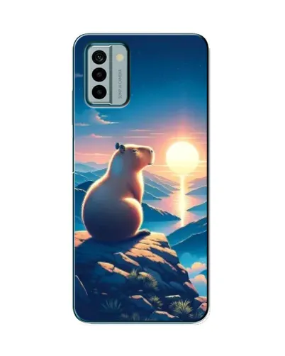 Чехол для Nokia G22 с картинкой «Закат солнца с капибарой»