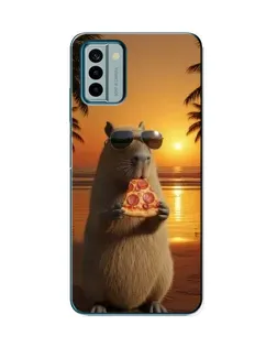 Чехол для Nokia G22 с картинкой «Капибара с пиццей»
