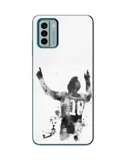 Чехол для Nokia G22 с картинкой «Черно-белый силуэт Месси»