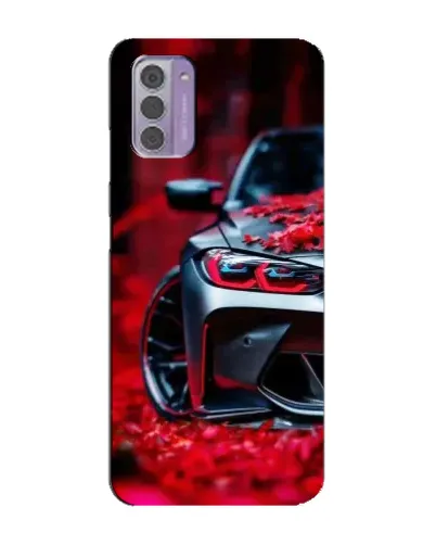 Чехол для Nokia G42 с картинкой «Спортивная BMW и цветы»