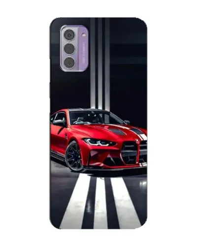 Чехол для Nokia G42 с картинкой «Красная BMW на дороге»