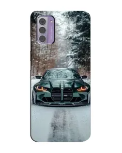 Чехол для Nokia G42 с картинкой «BMW в зимнем лесу»