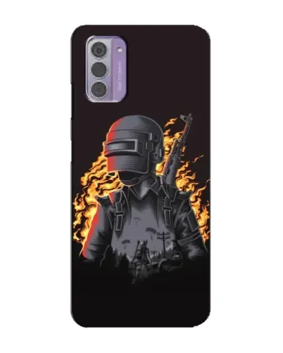 Чехол для Nokia G42 с картинкой «PUBG — огненный силуэт»