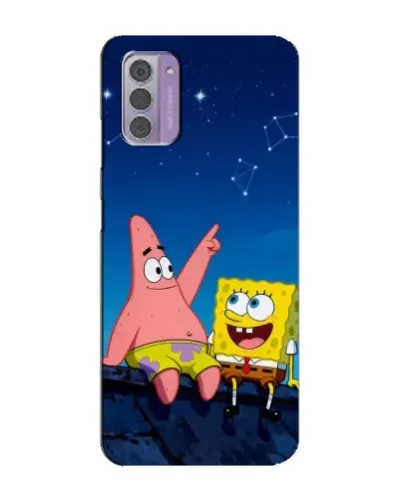 Чехол для Nokia G42 с картинкой «Губка Боб и Патрик ночью»