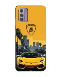 Чехол для Nokia G42 с картинкой «Желтый Lamborghini город»